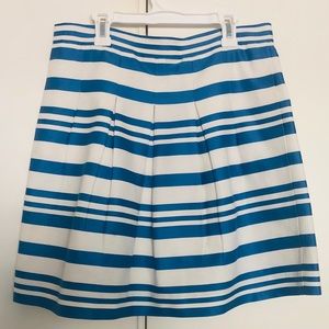 Loft Ocean Blue And White Pleated Skirt
